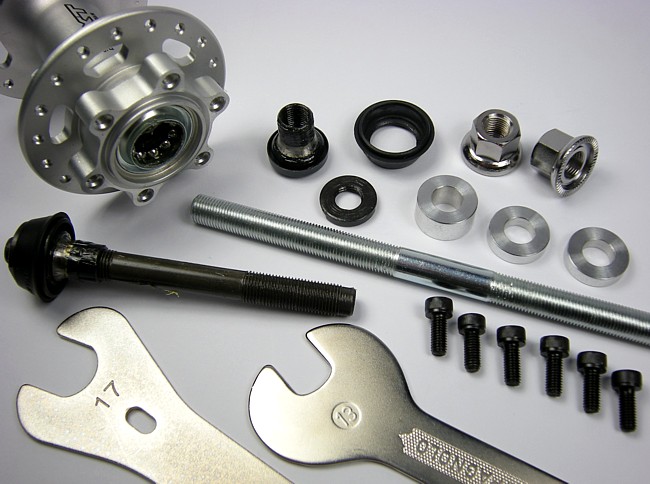 re-spacing an M756 front hub for use with bolt-on cog