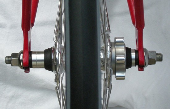 M756 front hub converted to 120mm spacing and 46mm chainline with no dishing